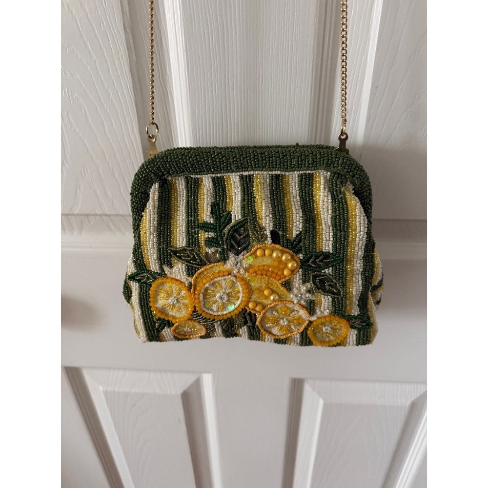 Beaded Lemon Motif Bag with crossbody chain NWT
